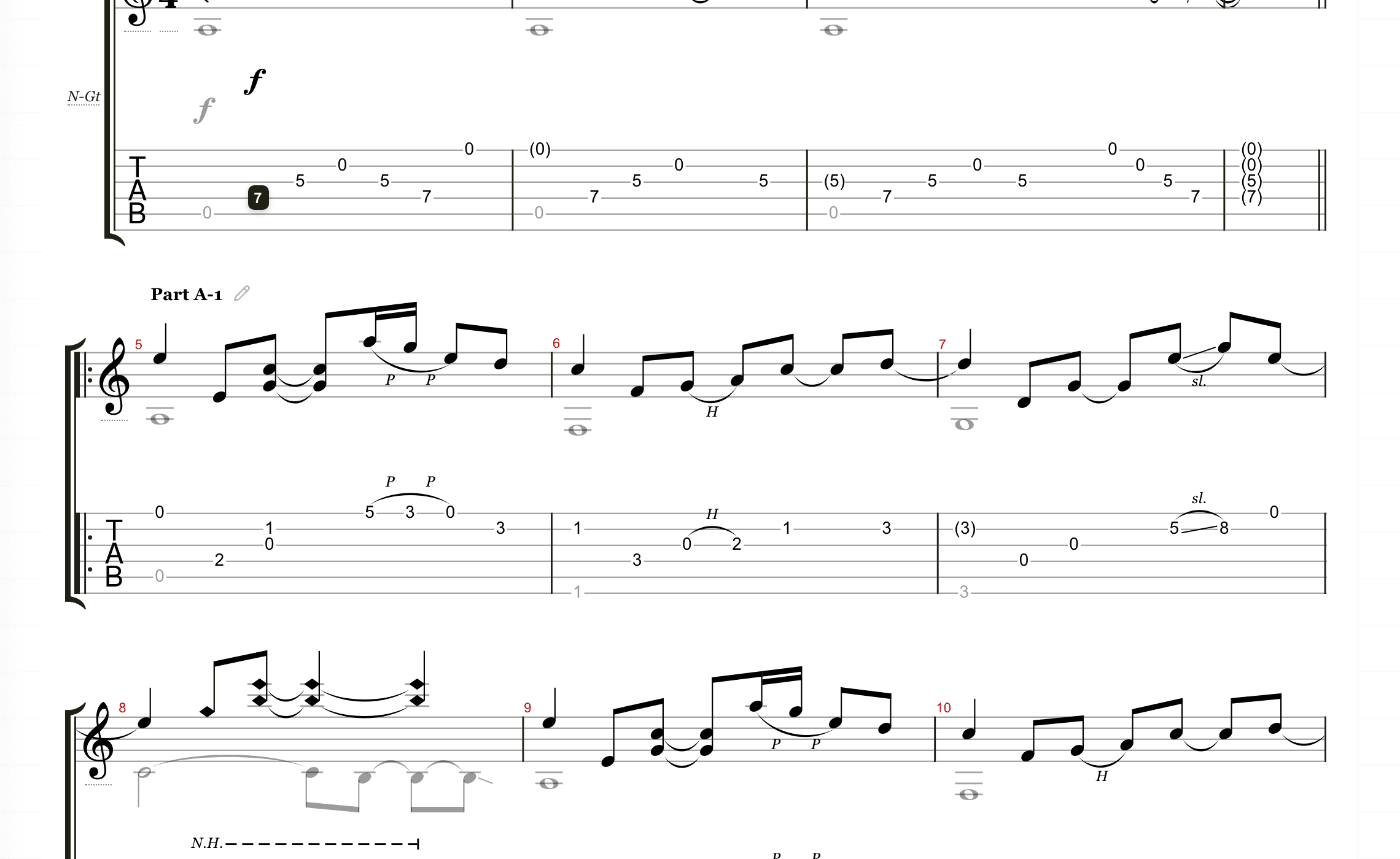 Tabtify's output: standard notation and tablature together in an editable browser workspace